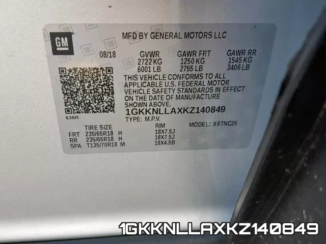 1GKKNLLAXKZ140849 фото 2