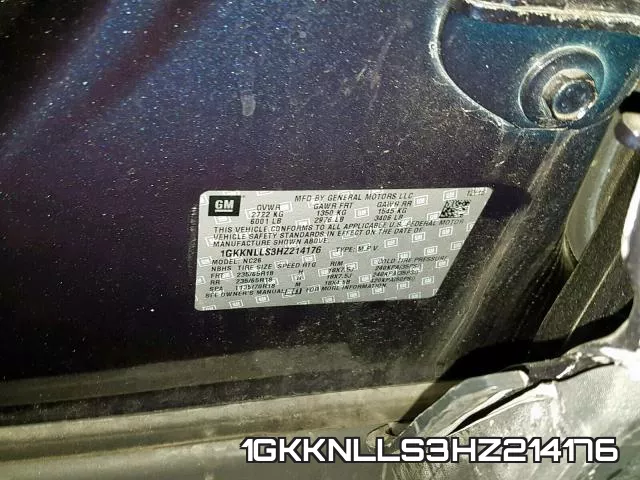 1GKKNLLS3HZ214176 фото 2