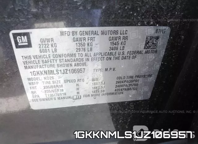 1GKKNMLS1JZ106957 фото 10