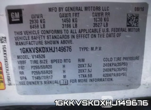 1GKKVSKDXHJ149676 фото 10