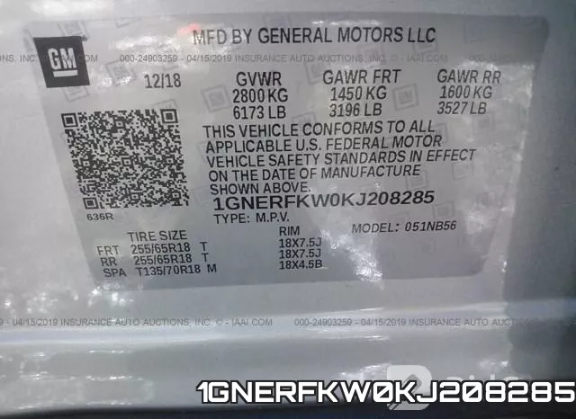 1GNERFKW0KJ208285 фото 10