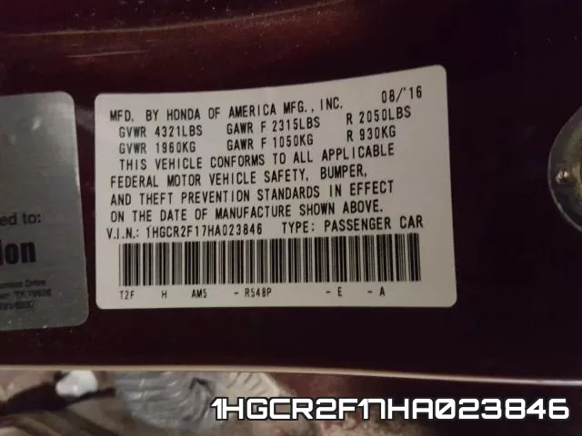 1HGCR2F17HA023846 фото 2
