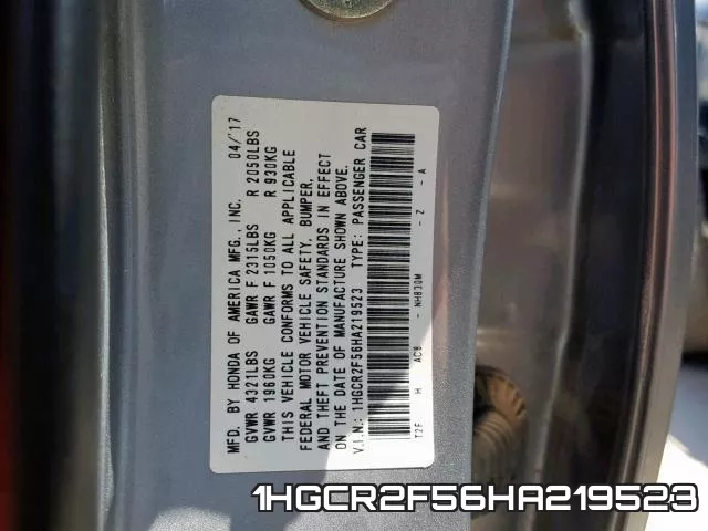 1HGCR2F56HA219523 фото 2