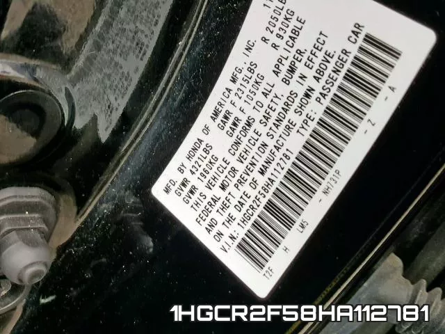 1HGCR2F58HA112781 фото 2