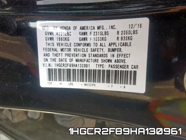 1HGCR2F89HA130961 фото 2