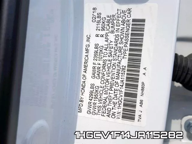 1HGCV1F14JA115282 фото 2