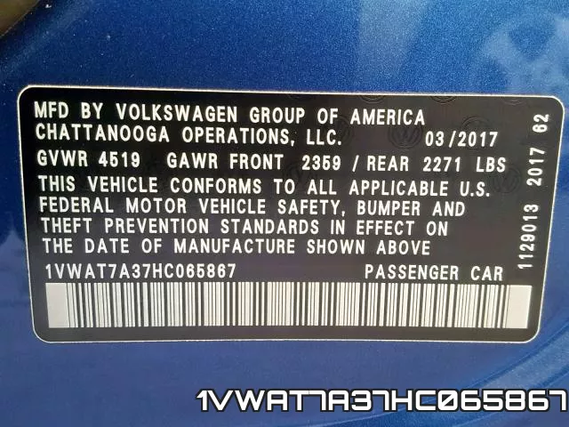 1VWAT7A37HC065867 фото 2