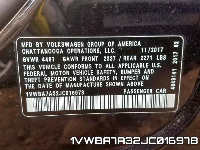 1VWBA7A32JC016978 фото 2