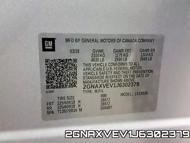2GNAXVEV1J6302379 фото 2