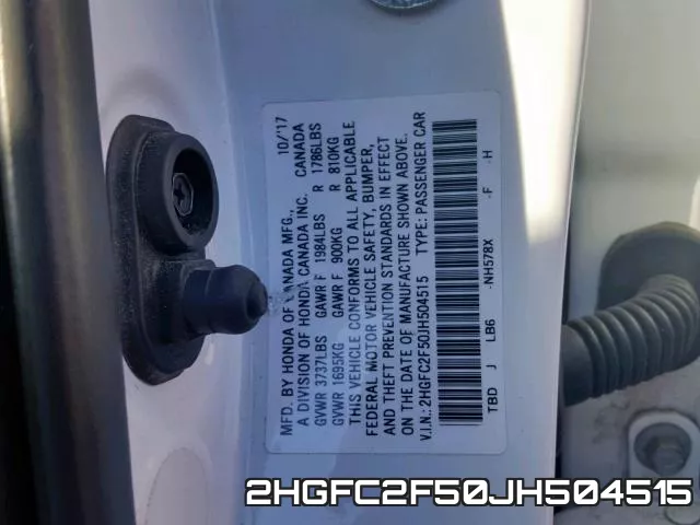 2HGFC2F50JH504515 фото 2