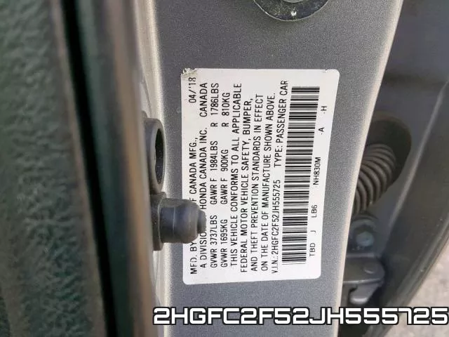 2HGFC2F52JH555725 фото 2