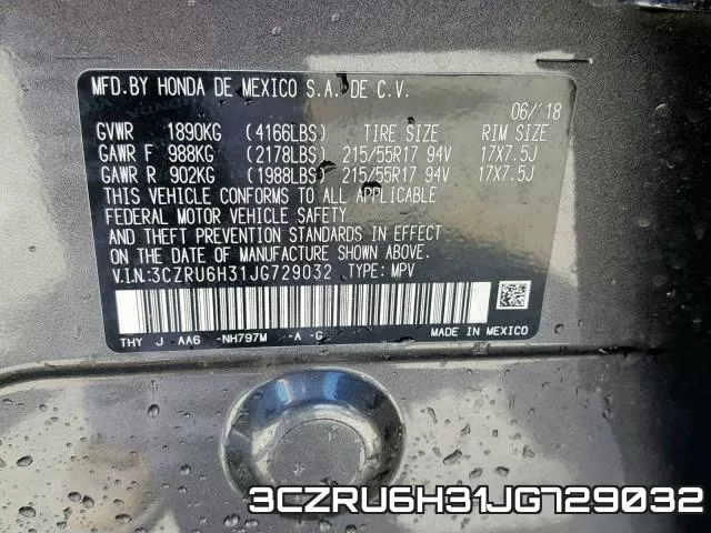 3CZRU6H31JG729032 фото 2