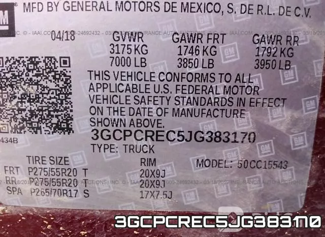3GCPCREC5JG383170 фото 10