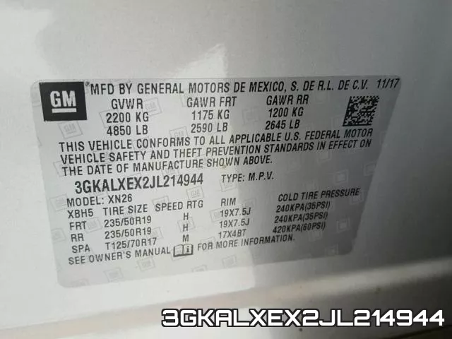 3GKALXEX2JL214944 фото 2