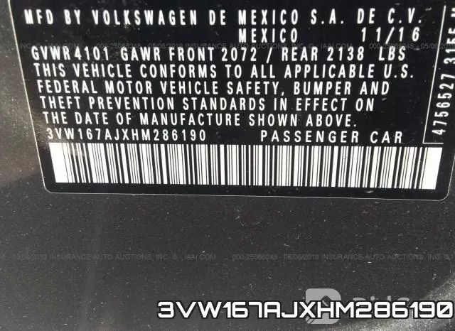 3VW167AJXHM286190 фото 10