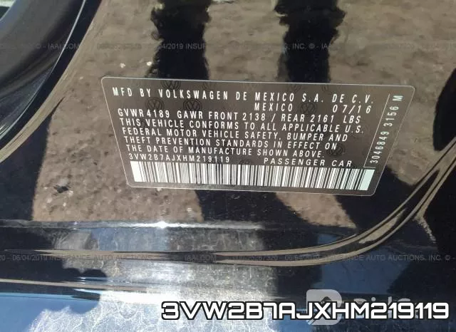 3VW2B7AJXHM219119 фото 10