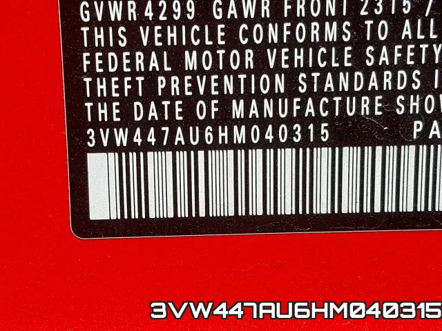 3VW447AU6HM040315 фото 2
