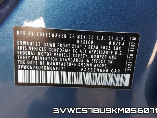 3VWC57BU9KM056071 фото 2