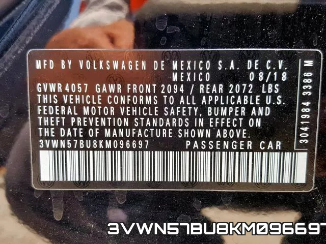 3VWN57BU8KM096697 фото 2