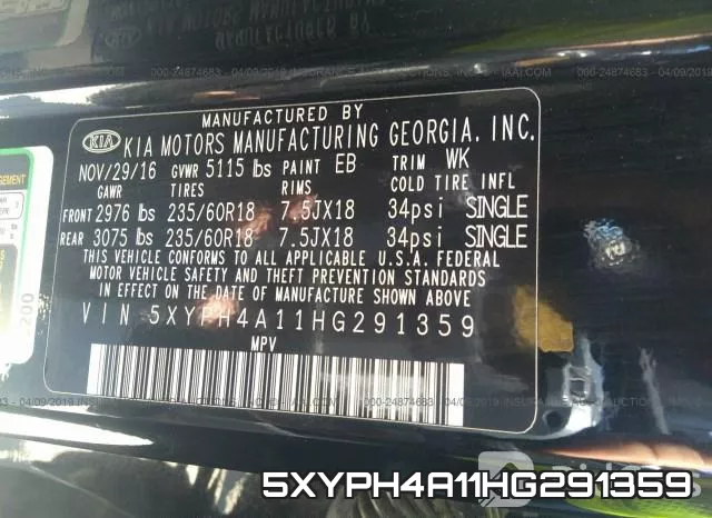 5XYPH4A11HG291359 фото 10
