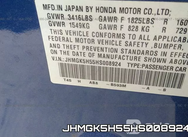JHMGK5H55HS008924 фото 10