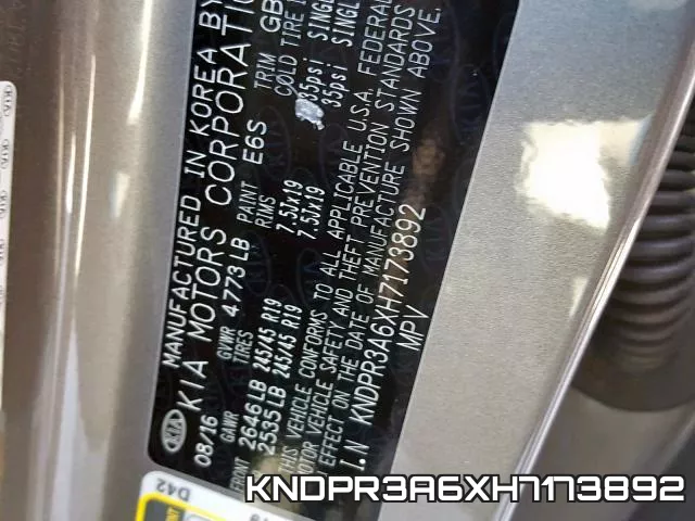 KNDPR3A6XH7173892 фото 2