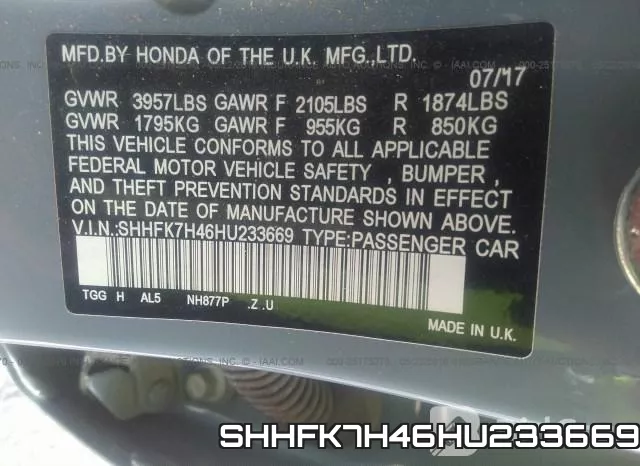 SHHFK7H46HU233669 фото 10