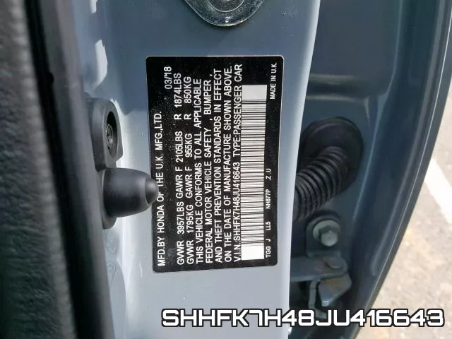 SHHFK7H48JU416643 фото 2