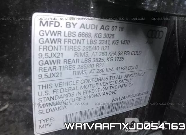 WA1VAAF7XJD054763 фото 10