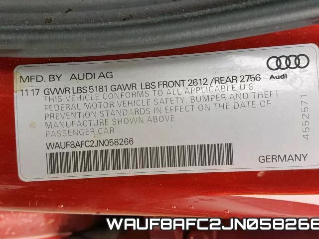 WAUF8AFC2JN058266 фото 2