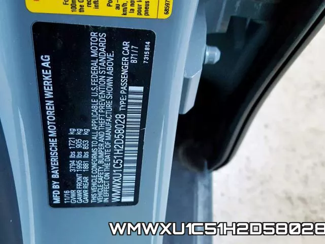WMWXU1C51H2D58028 фото 2