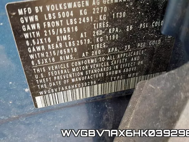 WVGBV7AX6HK039296 фото 2