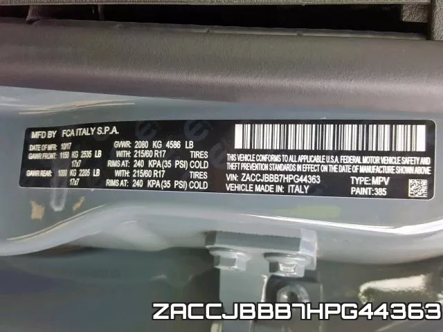 ZACCJBBB7HPG44363 фото 2