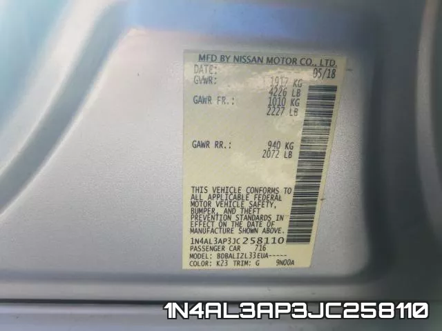 1N4AL3AP3JC258110 фото 2