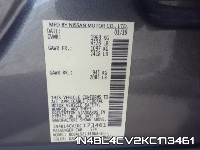 1N4BL4CV2KC173461 фото 2
