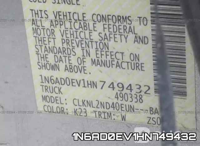 1N6AD0EV1HN749432 фото 10