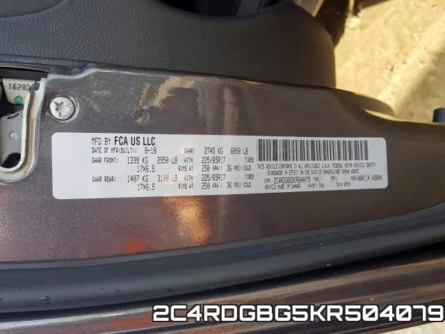 2C4RDGBG5KR504079 фото 2
