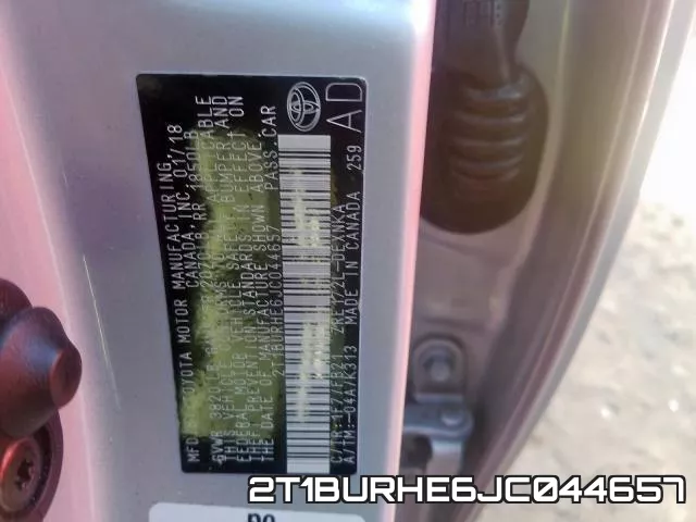 2T1BURHE6JC044657 фото 2