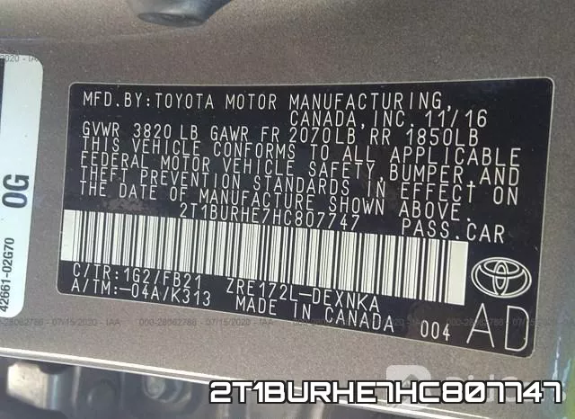 2T1BURHE7HC807747 фото 9