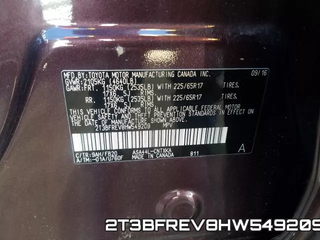 2T3BFREV8HW549209 фото 2