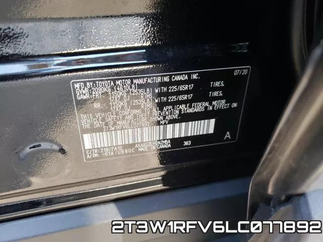 2T3W1RFV6LC077892 фото 2