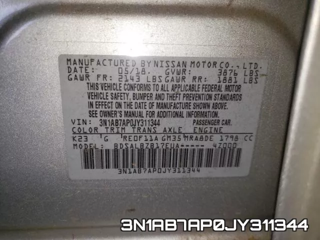 3N1AB7AP0JY311344 фото 2
