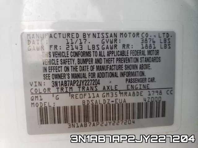 3N1AB7AP2JY227204 фото 2