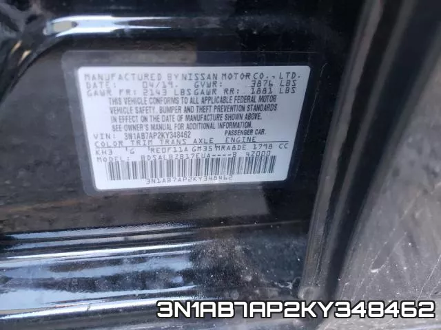 3N1AB7AP2KY348462 фото 2