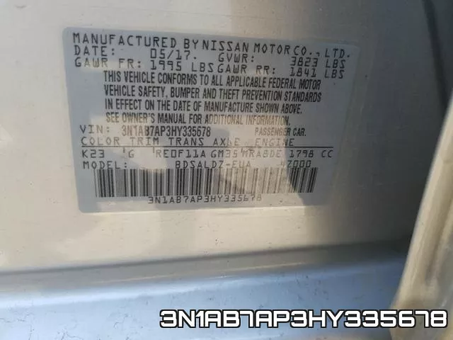 3N1AB7AP3HY335678 фото 2