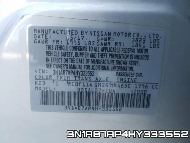 3N1AB7AP4HY333552 фото 2