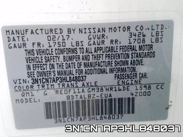 3N1CN7AP3HL848037 фото 2