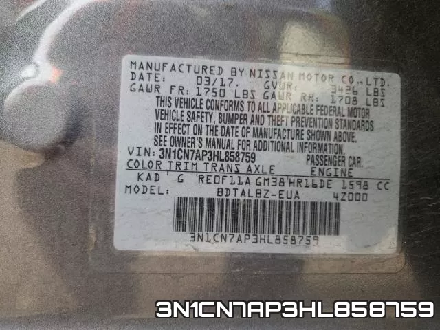 3N1CN7AP3HL858759 фото 2