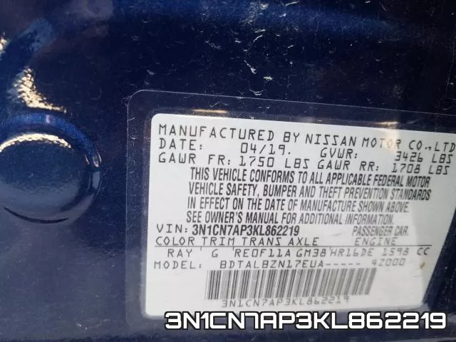 3N1CN7AP3KL862219 фото 2