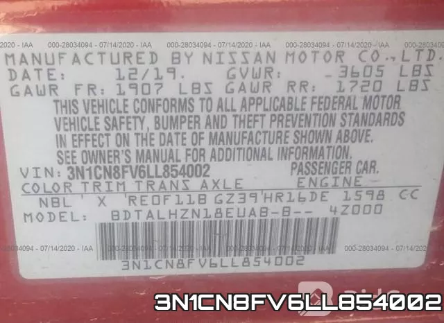 3N1CN8FV6LL854002 фото 10